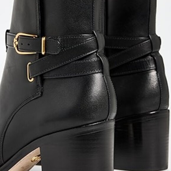 NIB$595 Veronica Beard Sohelia Low Buckled Strap Leather Mid-Block Heel Boots 10 - Picture 4 of 14